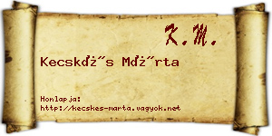 Kecskés Márta névjegykártya
